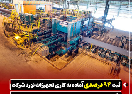 ثبت ۹۴ درصدی آماده‌ به‌ کاری تجهیزات نورد شرکت فولاد اکسین خوزستان در ۵ ماهه نخست سال ۱۴۰۵